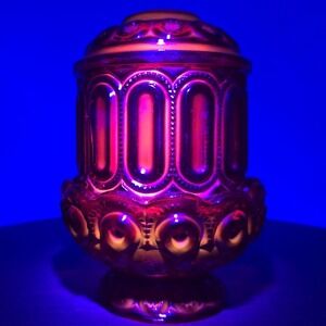 Vintage LE Smith Moon and Stars Amberina Red Deep Cadmium Glow Fairy Lamp 6.5"